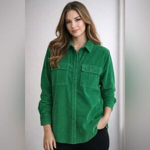 Velvet heart  Green Corduroy Shirt